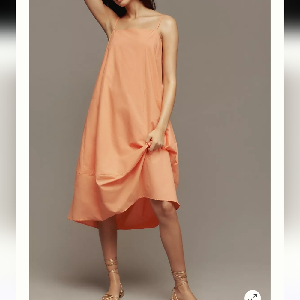 Anthropologie Self Contrast Peach Cotton Midi Dress – Size M – NWT